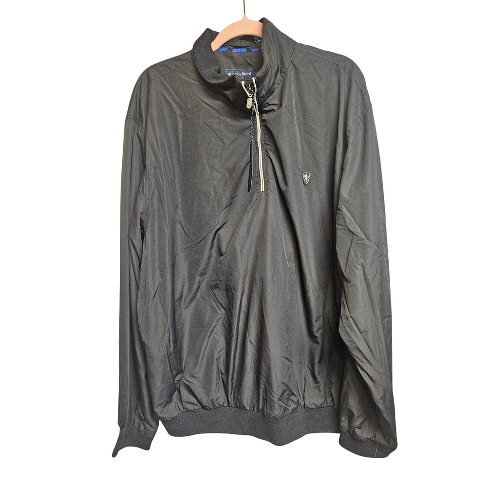 Austin Reed London Mens XL Black Quarter Zip Windbreaker Coolfield Jacket NWT
